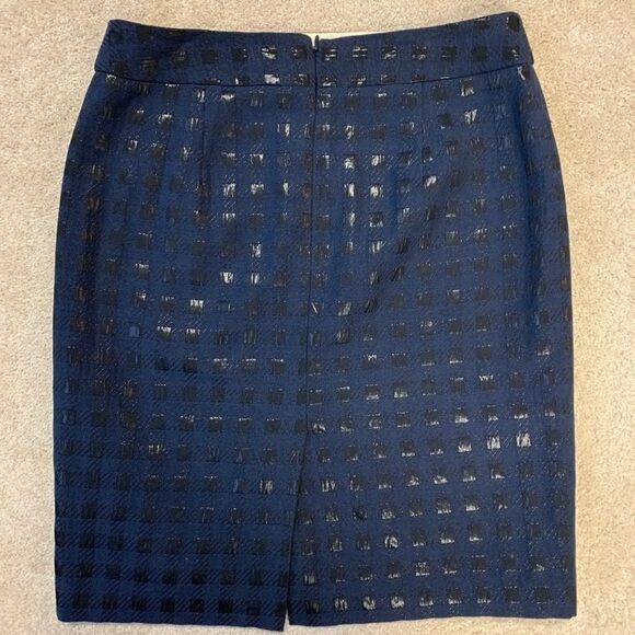 Banana republic Navy blue black check print Pencil skirt work career office - Picture 5 of 14